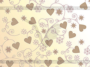 Seamless background with hearts and floral ornament - vector clipart