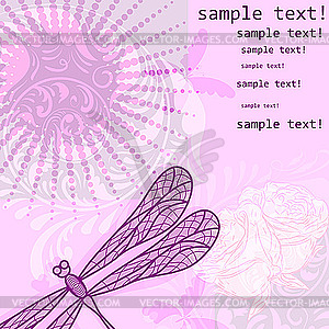 Фон с стрекоза и цветы - векторный дизайн