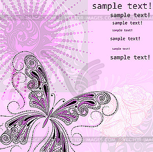 Background with butterfly and flowers - vector clipart