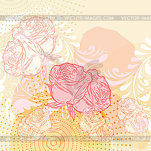 Modern grunge background with roses - vector EPS clipart