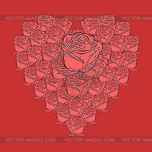 Roses in heart shape - vector clip art