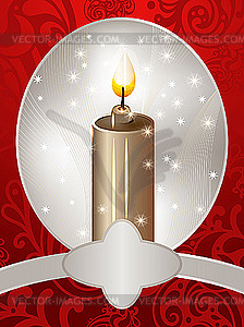 Christmas card with candle - vector image