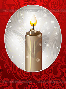 Рождественская открытка со свечой - векторная иллюстрация