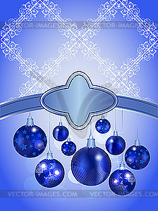 Christmas card with balls and snowflakes - vector clipart