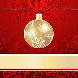 Christmas background with golden ball - vector image