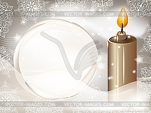 Christmas card with candle - vector clip art