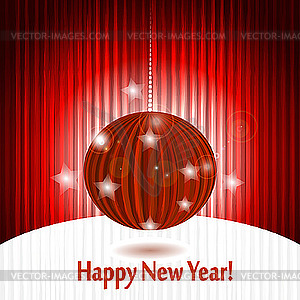 Red shiny New Year ball - vector clip art