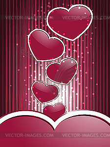 Red hearts and stripes - vector clipart