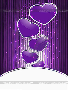 Violet hearts and stripes - vector clipart