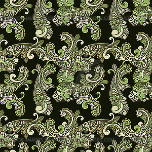Seamless paisley pattern in green - vector image
