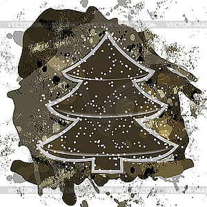 Новогодняя елка в стиле гранж - изображение в векторном формате