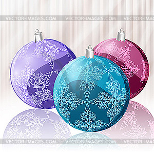 Christmas balls and snowflakes - royalty-free vector image