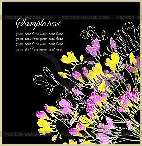 Поздравительная открытка с цветами - векторное графическое изображение