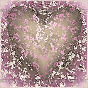 Valentines day greetings card with heart - vector image