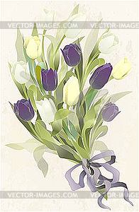 Bouquet of tulips - vector image