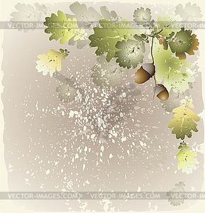 Autumn background with acorns - vector image