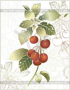 Beautiful decorative card with cherry - vector image