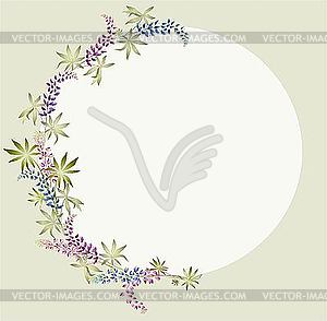 Greeting card with lupine - vector clip art