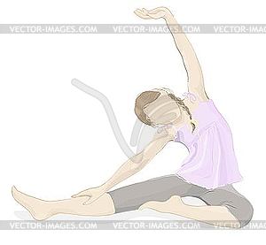 Beautiful woman doing stretching exercises - vector image