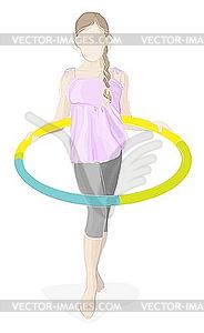 Girl with hula hoop - vector image