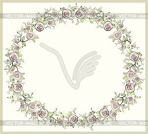 Round decorative flower frame - vector image