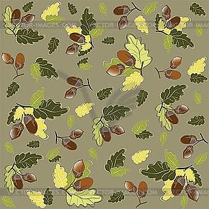 Autumn background with acorns - color vector clipart