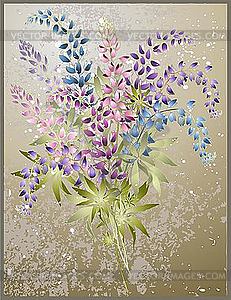 Card with flower of the lupine - vector image