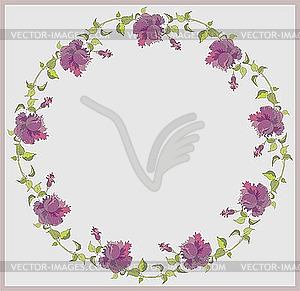 Beautiful decorative round frame with flowers - stock vector clipart