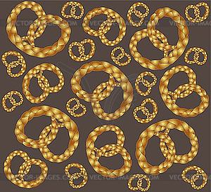 Background of knot-shaped biscuits - vector image