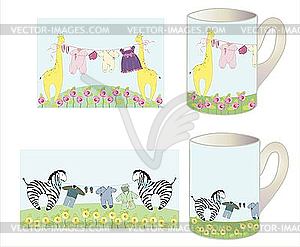 Set of children`s cups - vector image