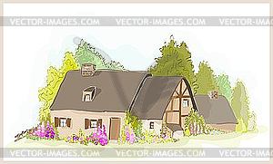 Little rural house - vector image