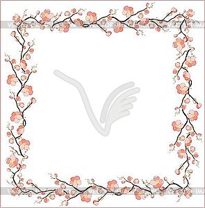 Beautiful decorative square frame with flowers - vector clipart