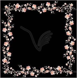 Beautiful decorative square frame with flowers - vector image