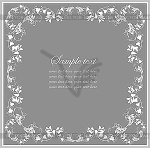 Greeting card with flower frame - vector clipart