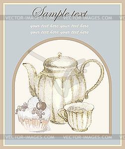 Coffee pot and croissant - vector clip art