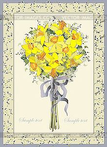 Greeting card with bouquet daffodils - royalty-free vector clipart