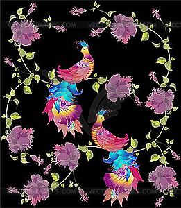 Background with motley birds - vector clipart / vector image