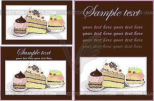 Cards with cakes - vector image