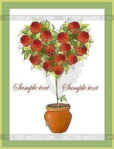 Поздравительная открытка с розами - клипарт в векторном виде