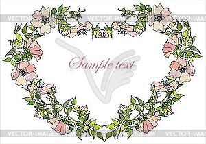 Decorative flower frame in heart form - vector clipart