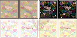 Valentines day greetings cards with hearts - vector image