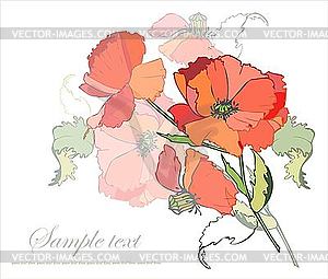 Greeting card with bouquet of poppies - vector clipart