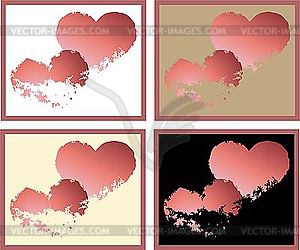 Valentines day greetings cards with hearts - vector image