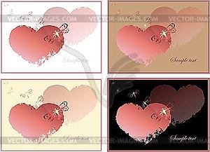 Valentines day greetings cards with hearts - vector clip art