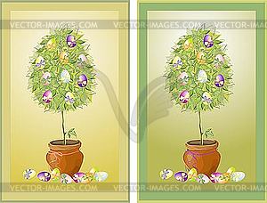 Easter vintage cards with tree and eggs - vector image