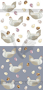 Chicken with easter eggs. background. - vector clip art