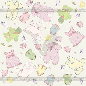 Set of clothes for newborn girl - vector clip art