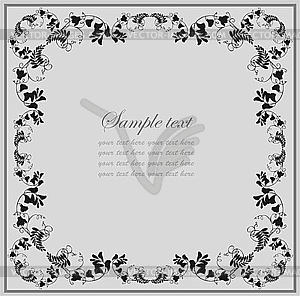 Greeting card with floral frame - vector image