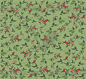 Background with wild hips - vector image