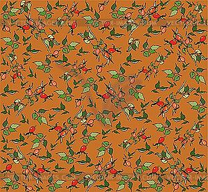 Background with wild hips - vector clipart